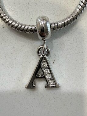 Silver Letter A Initial Rhinestone Charm